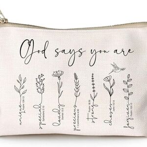 Inspirational Bible Verse Cosmetic Pouch Floral Gift